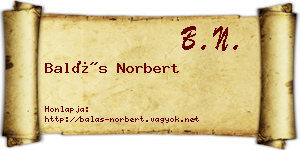 Balás Norbert névjegykártya